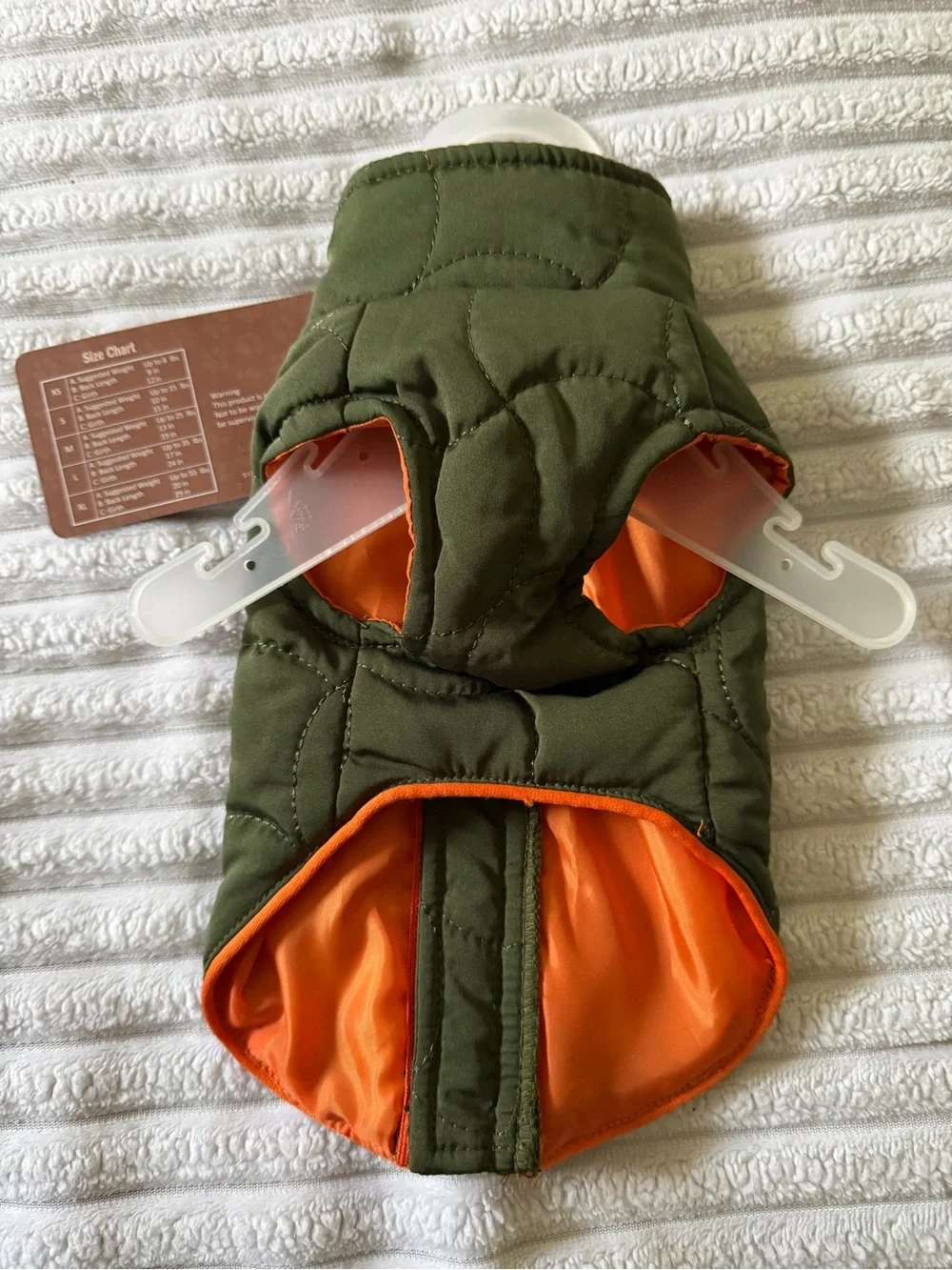 Olive Green Quilted Kids Vest with Orange Trim